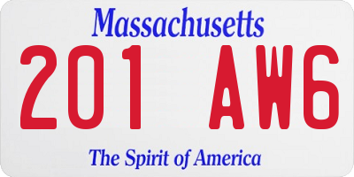 MA license plate 201AW6