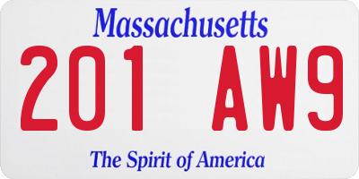 MA license plate 201AW9