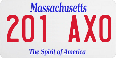 MA license plate 201AX0