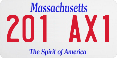 MA license plate 201AX1