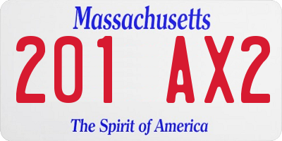 MA license plate 201AX2