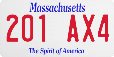 MA license plate 201AX4