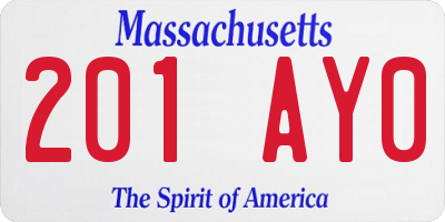 MA license plate 201AY0