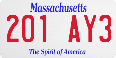 MA license plate 201AY3