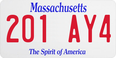 MA license plate 201AY4