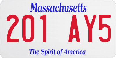 MA license plate 201AY5
