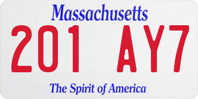 MA license plate 201AY7