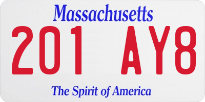 MA license plate 201AY8