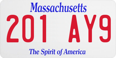 MA license plate 201AY9