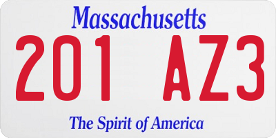 MA license plate 201AZ3