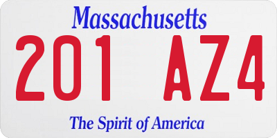 MA license plate 201AZ4