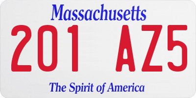 MA license plate 201AZ5