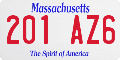 MA license plate 201AZ6