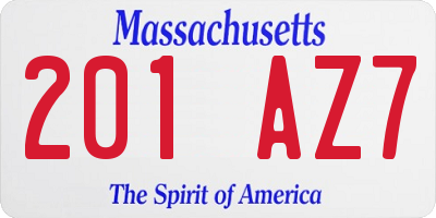 MA license plate 201AZ7