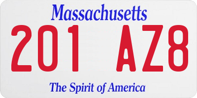 MA license plate 201AZ8