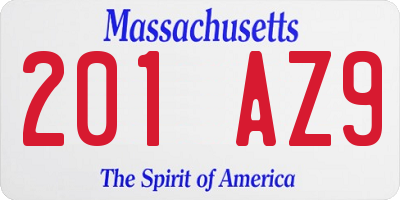 MA license plate 201AZ9
