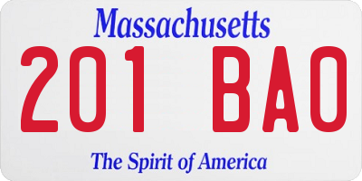 MA license plate 201BA0