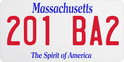 MA license plate 201BA2