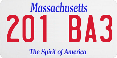 MA license plate 201BA3