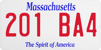 MA license plate 201BA4