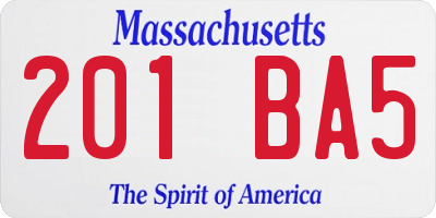 MA license plate 201BA5