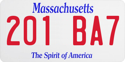 MA license plate 201BA7