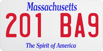 MA license plate 201BA9