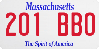 MA license plate 201BB0