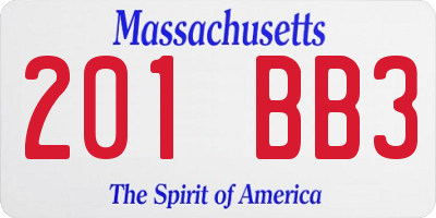 MA license plate 201BB3