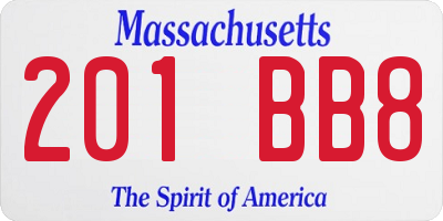 MA license plate 201BB8