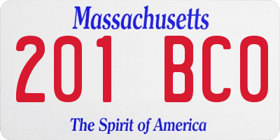 MA license plate 201BC0