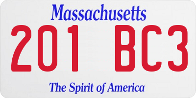 MA license plate 201BC3