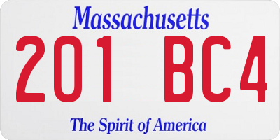 MA license plate 201BC4