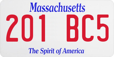 MA license plate 201BC5