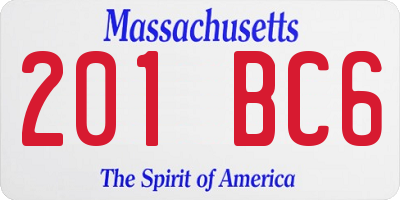 MA license plate 201BC6