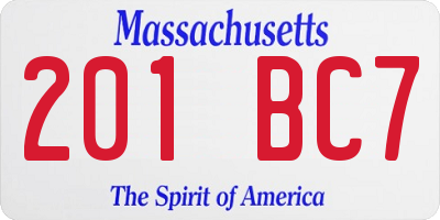 MA license plate 201BC7
