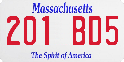 MA license plate 201BD5
