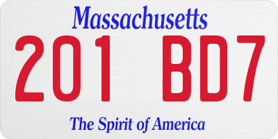 MA license plate 201BD7