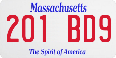 MA license plate 201BD9