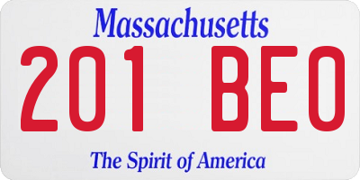 MA license plate 201BE0