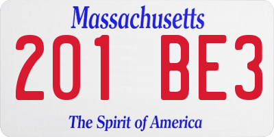 MA license plate 201BE3