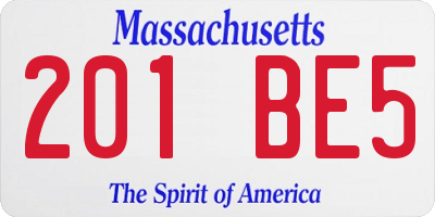 MA license plate 201BE5