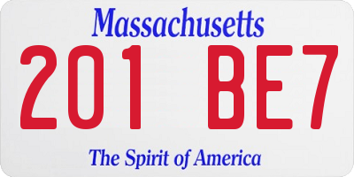 MA license plate 201BE7