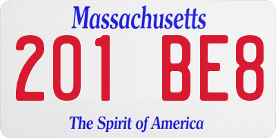 MA license plate 201BE8