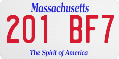 MA license plate 201BF7
