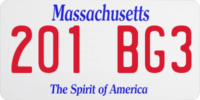 MA license plate 201BG3