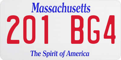 MA license plate 201BG4