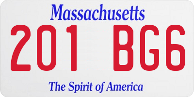 MA license plate 201BG6