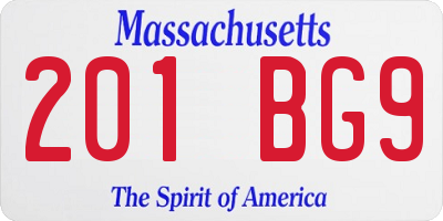 MA license plate 201BG9