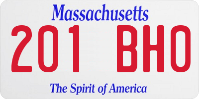 MA license plate 201BH0